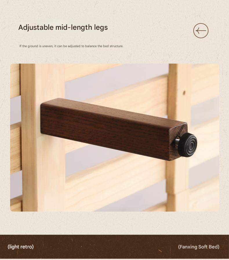 Oak Solid Wood Multifunctional Retro Soft Bed