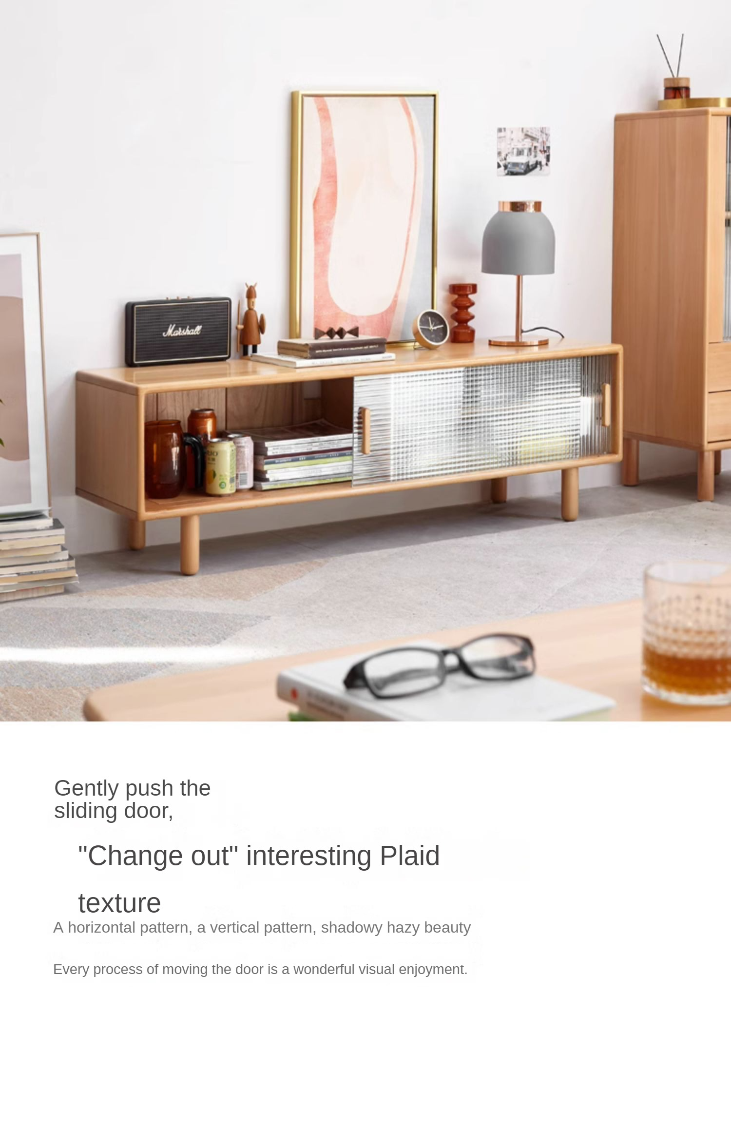 Beech Solid Wood TV Storage Cabinet.