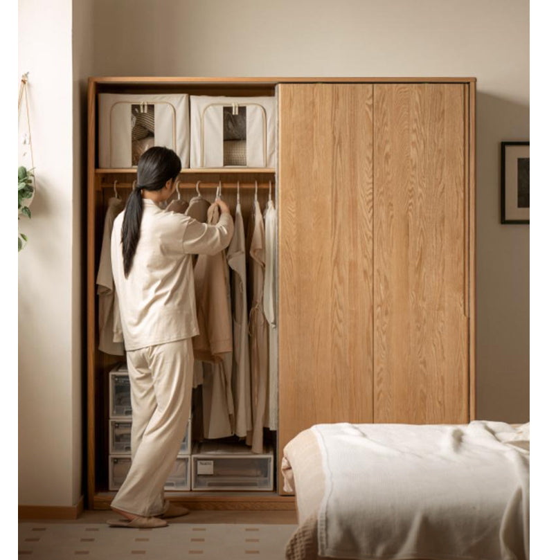 Oak Solid Wood Modern Wardrobe.