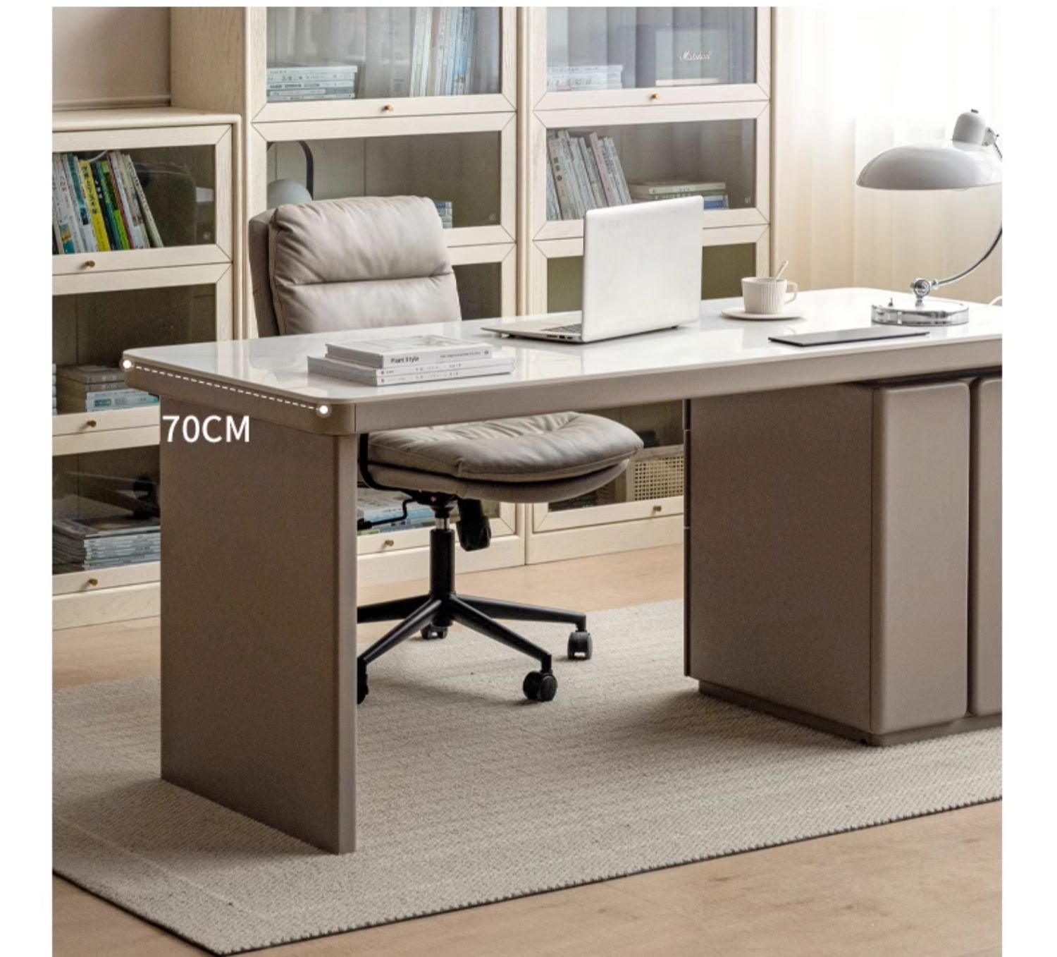 Poplar Solid wood slate desk Large table with drawers"