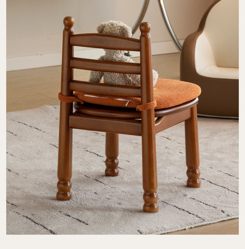 Beech Solid Wood Backrest Chair Medieval Style Kids Soft Padded Chair