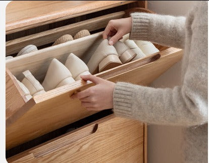 Oak, Poplar Solid Wood Ultra Thin Shoe Cabinet