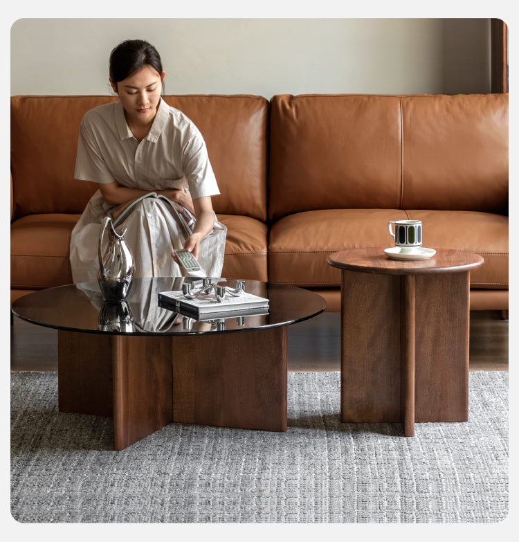 Black Walnut Combination Round Coffee Table