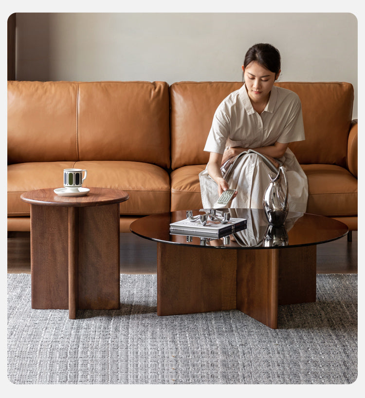 Black Walnut Combination Round Coffee Table