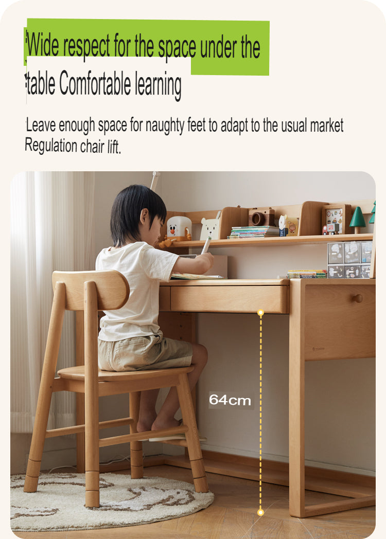 Beech Solid Wood Desk Can Be Lifted and Adjusted