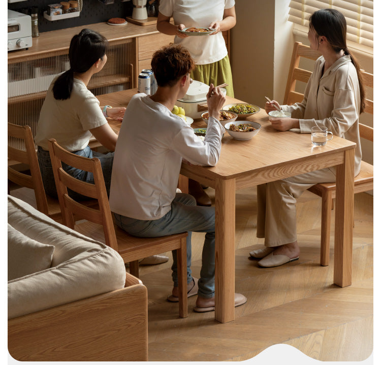 Oak Solid Wood, Solid Rubberwood Nordic Dining Table