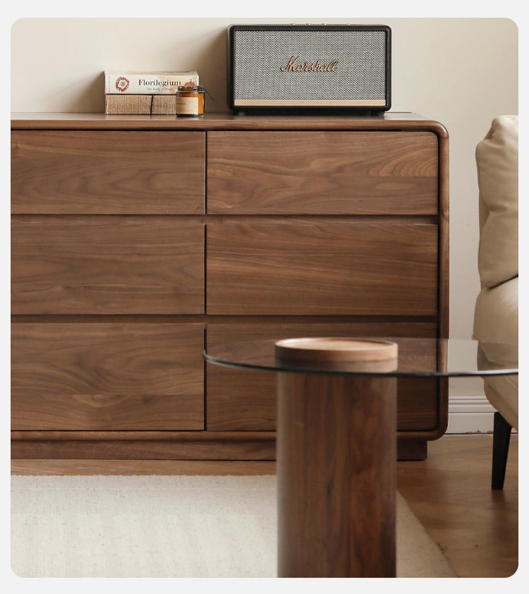 Black Walnut, Poplar Solid Wood Storage Cabinet Chest of Drawers