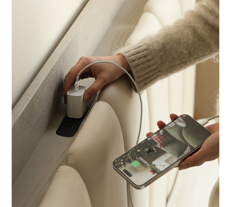 Oak, Poplar Solid Wood Piano Key Bed, Technology Cloth