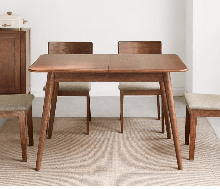 Oak Solid Wood Telescopic Folding Dining Table