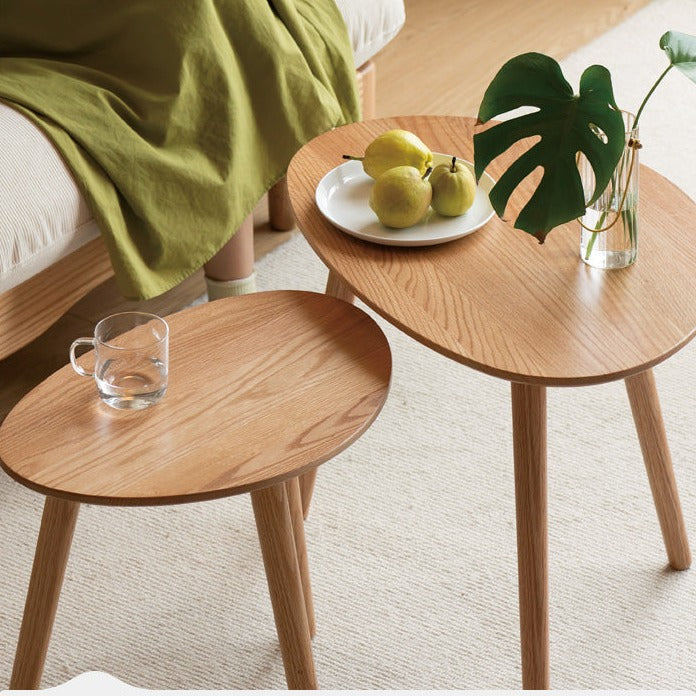 Combination shape side table Oak soli wood-
