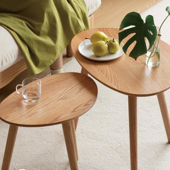 Solid Rubberwood, Oak Solid Wood Small Nordic Side Table