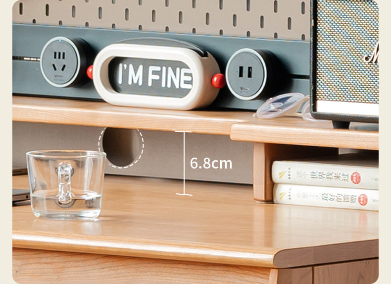 Cherry Wood Desk and Bookshelf Integrated Office Desk