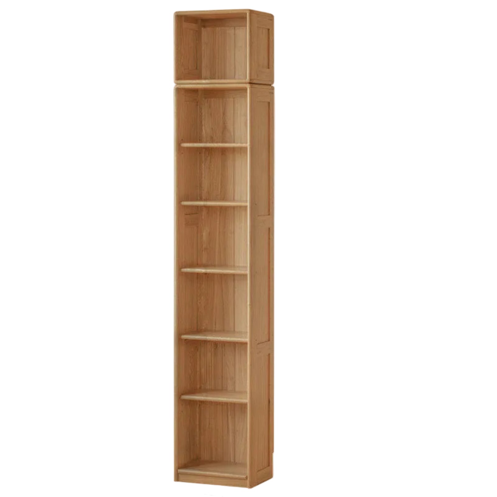 European Beech, Oak Solid Wood Floor-Standing Bookshelf with Glass Door Display
