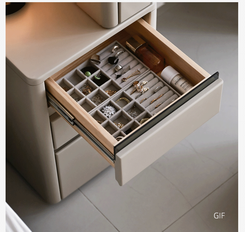 Poplar Solid Wood Light Luxury Retractable Dressing Table.