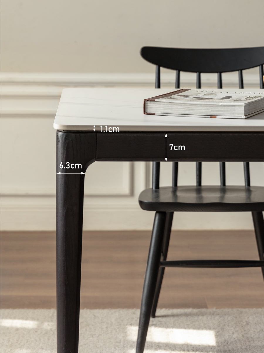 Oak Solid Wood, Solid RubberWood Dining Table Rock Slab Surface