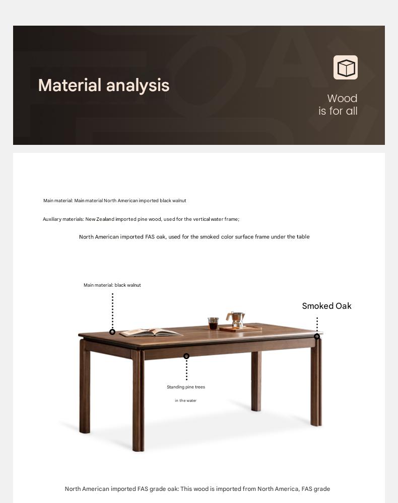 Oak Solid Wood Light Luxury Dining Table