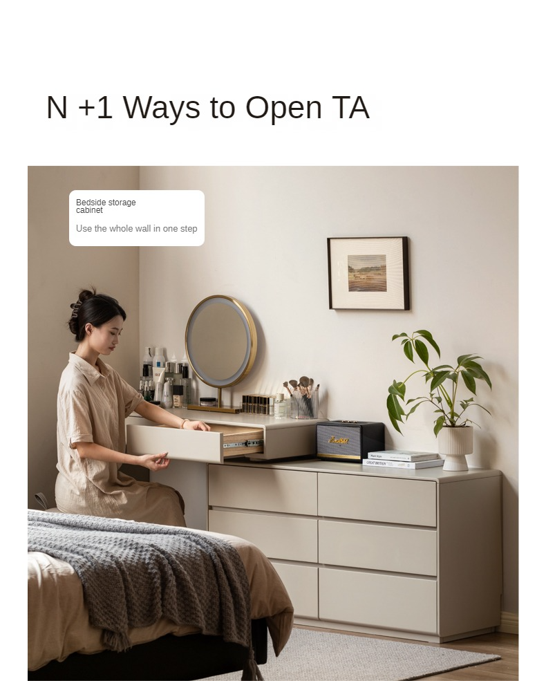 Tulipwood Solid Wood Retractable Vanity Table Light Luxurious Drawer.