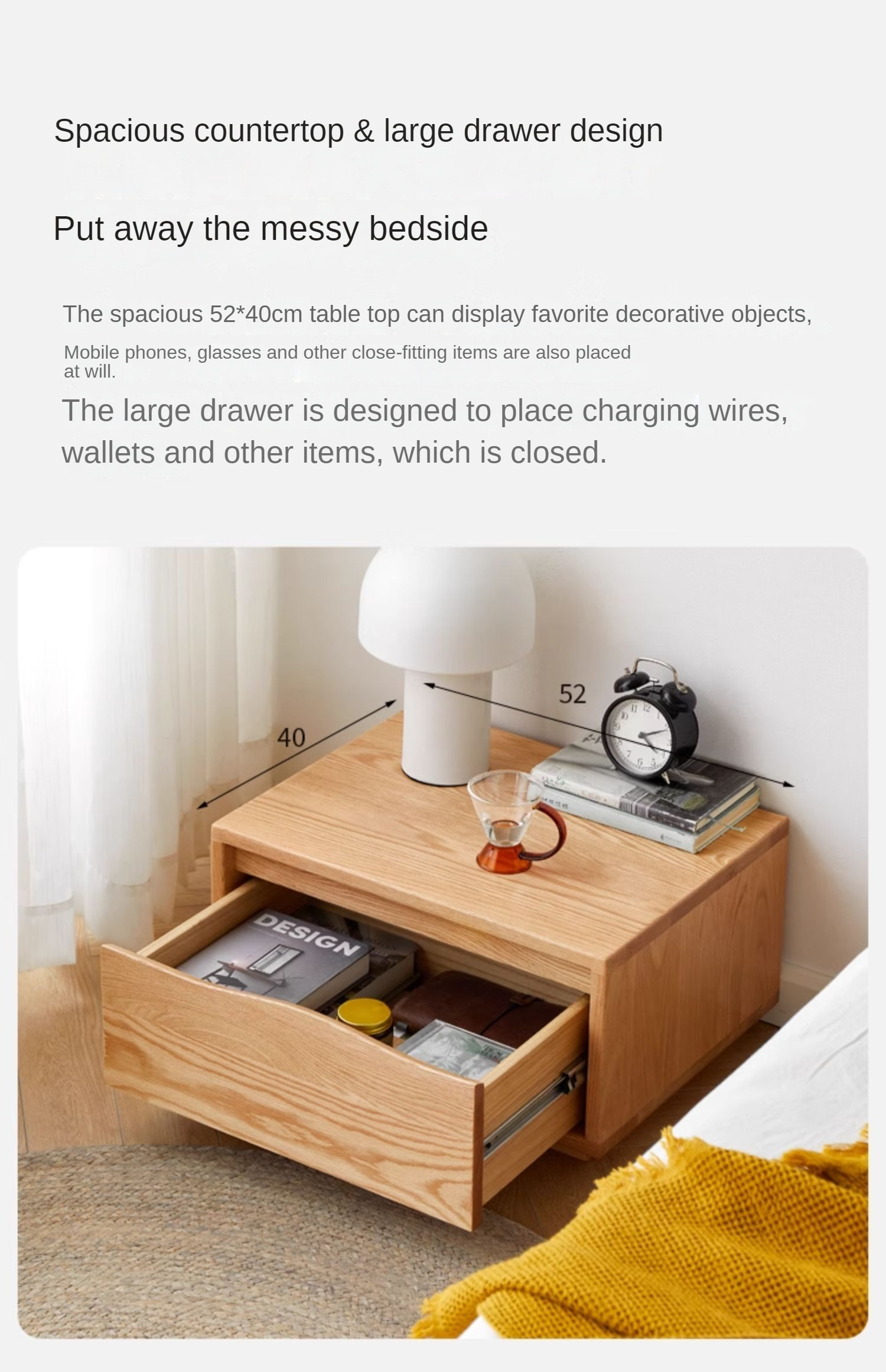 Oak Solid Wood Floor Standing Nightstand<