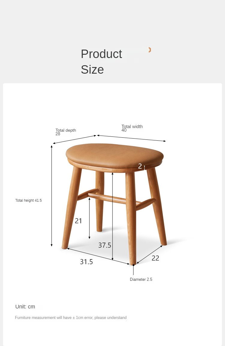 Ash, Cherry Solid Wood Dressing Stool