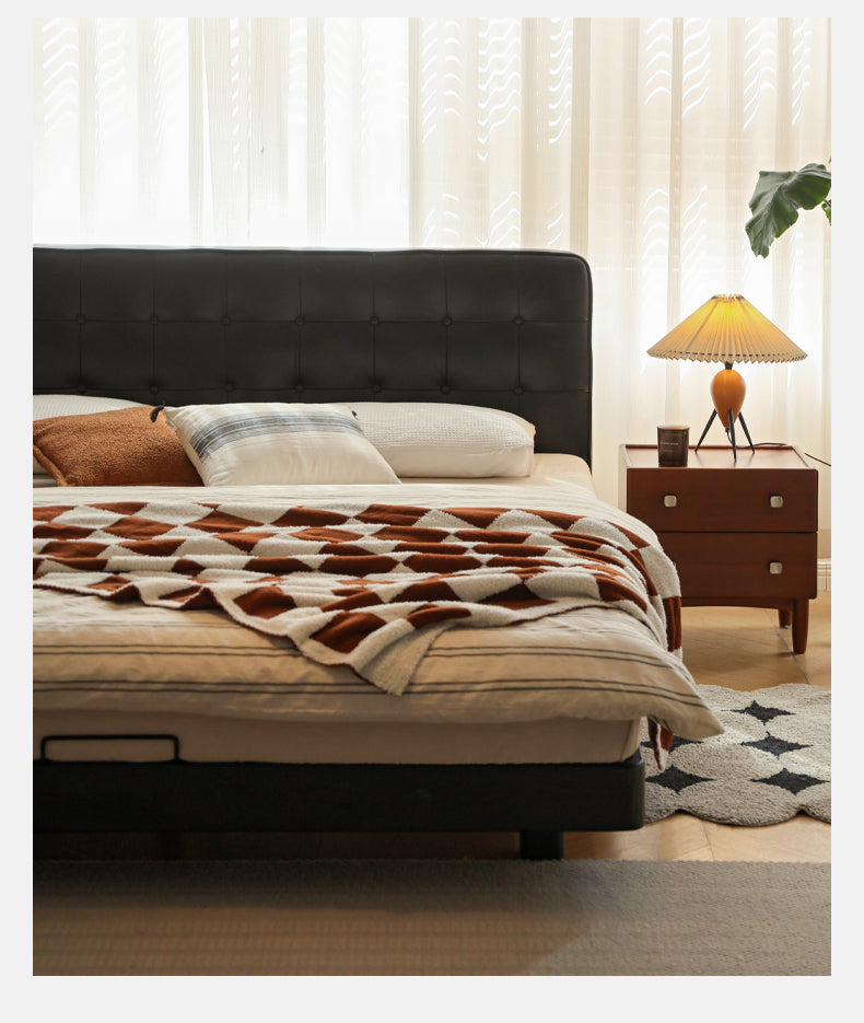 Black High-end Leather Suspension Bed