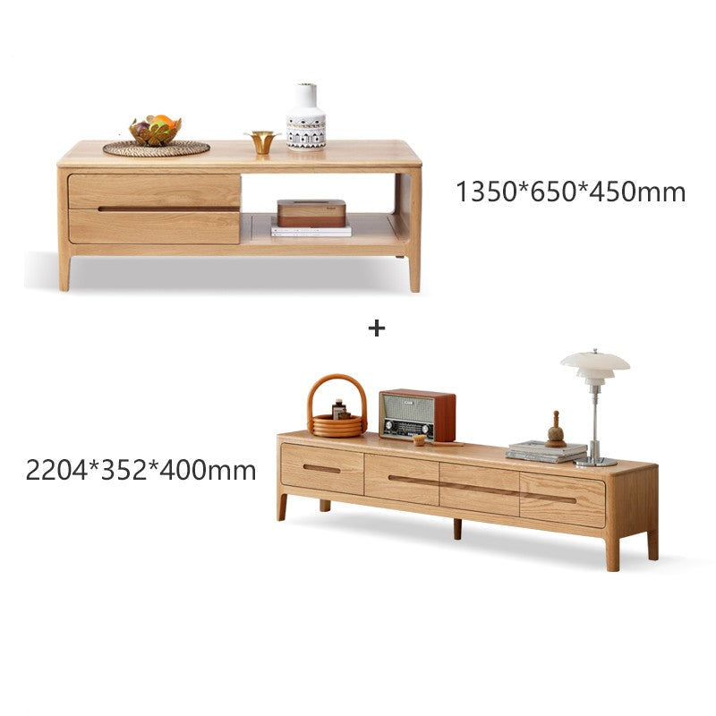 Coffee table three drawers Oak solid wood"
