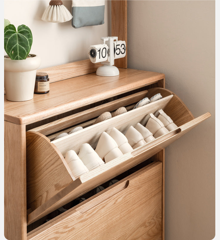 Oak, Poplar Solid Wood Ultra Thin Shoe Cabinet