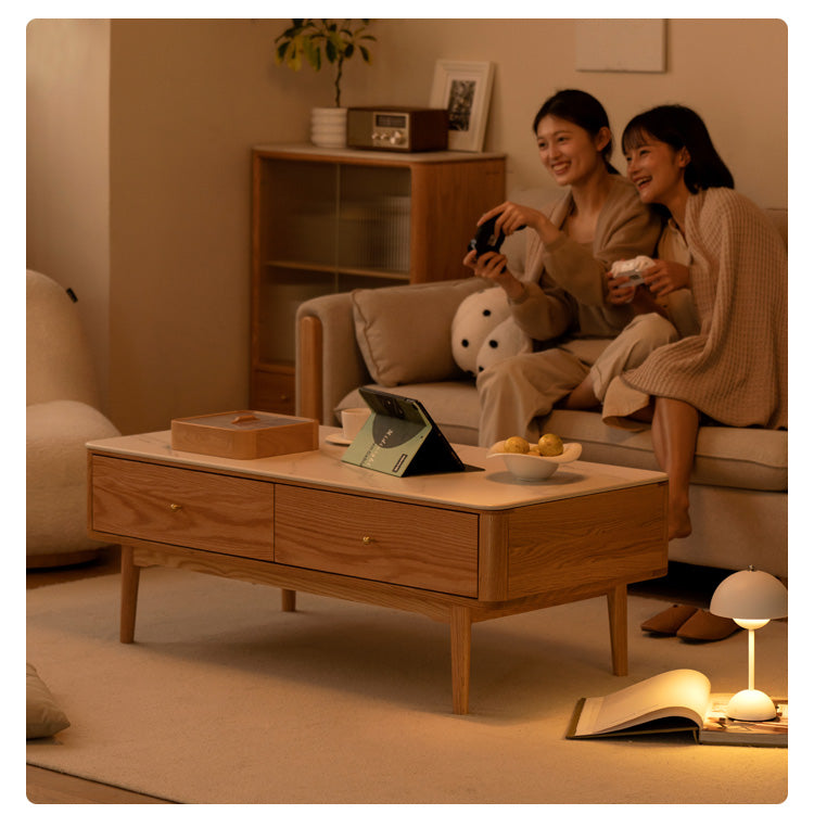 Oak Solid Wood Coffee Table Slate