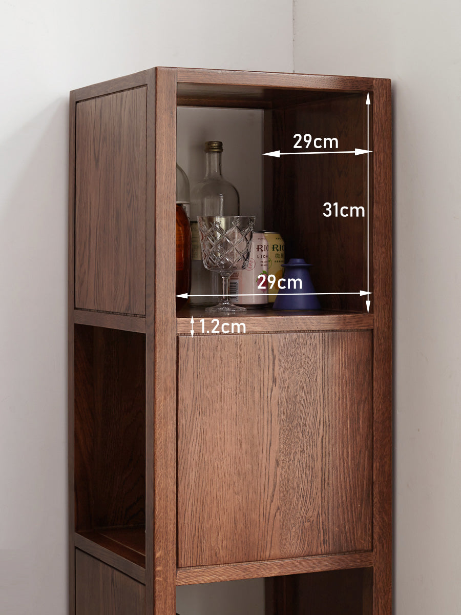Oak, Ash Solid Wood Bookshelf Narrow Cabinet
