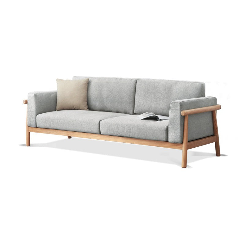 Oak solid wood fabric sofa"