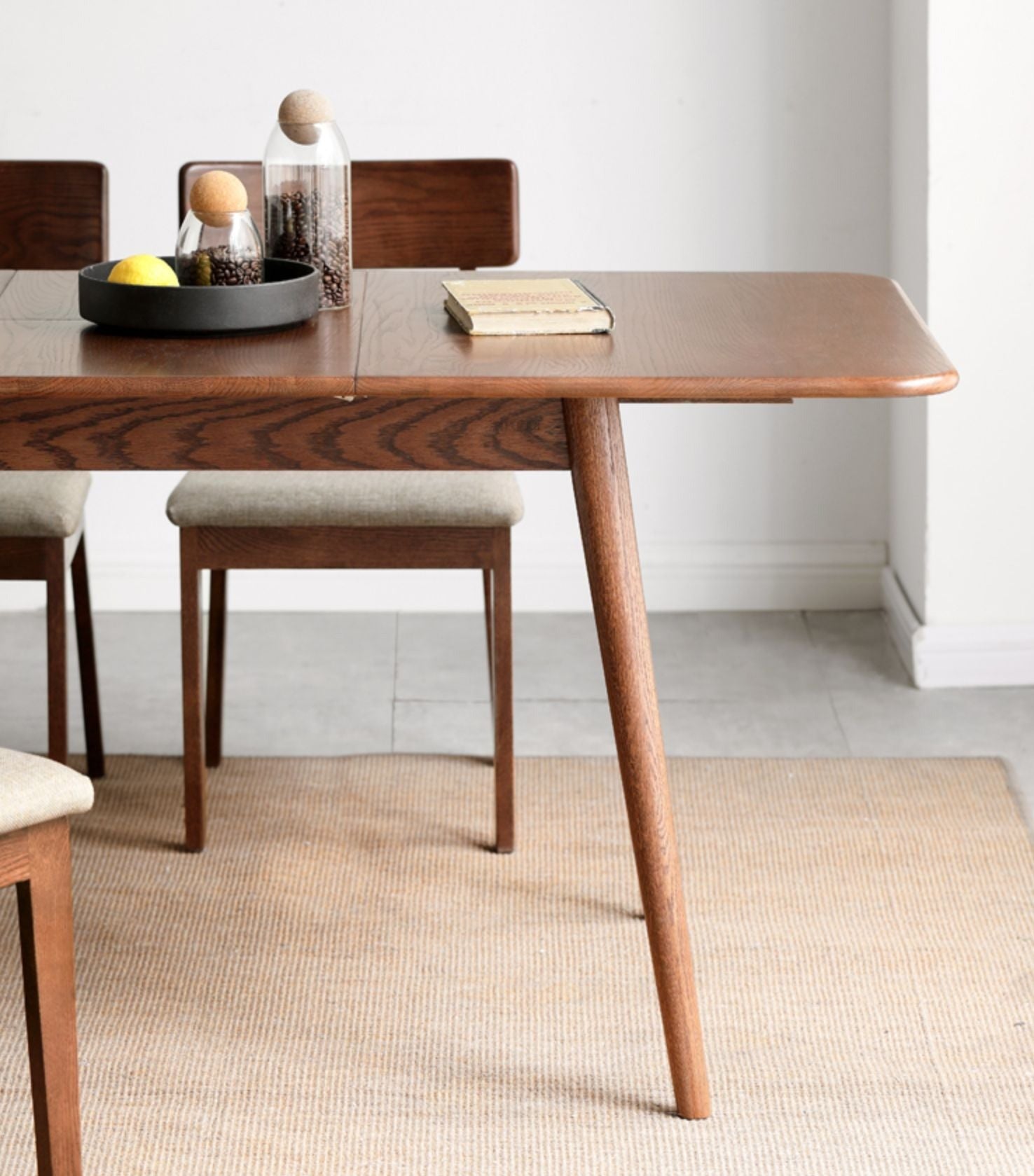 Oak Solid Wood Telescopic Folding Dining Table
