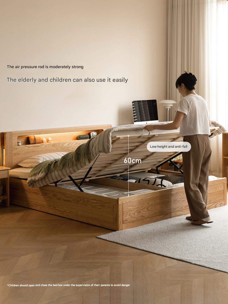 Oak Solid Wood Luminous Box Bed