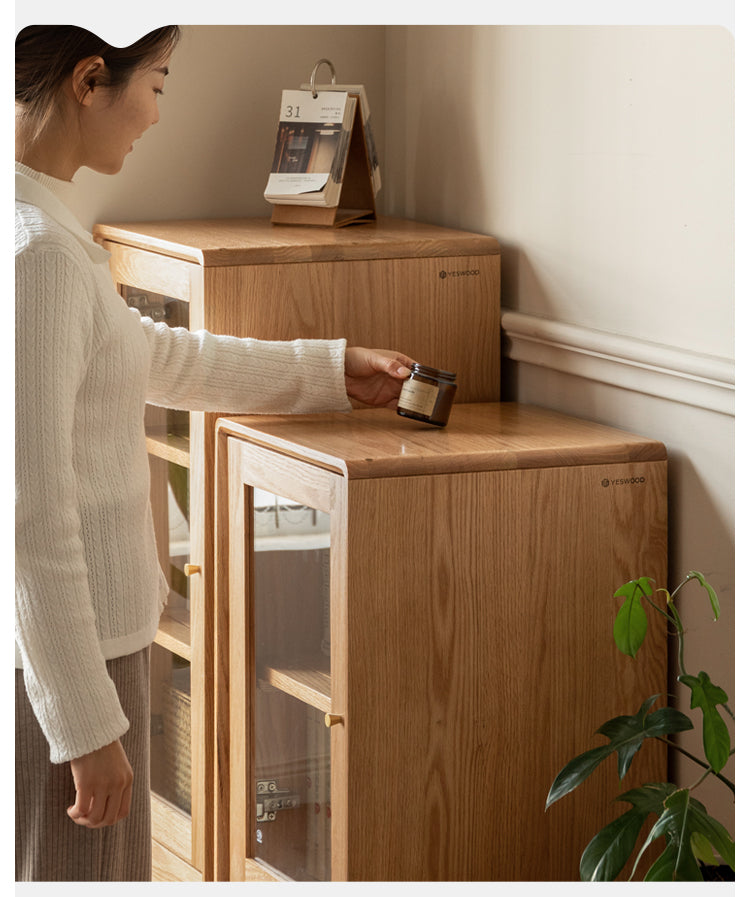 Oak, Beech Solid Wood Nordic Side Cabinet