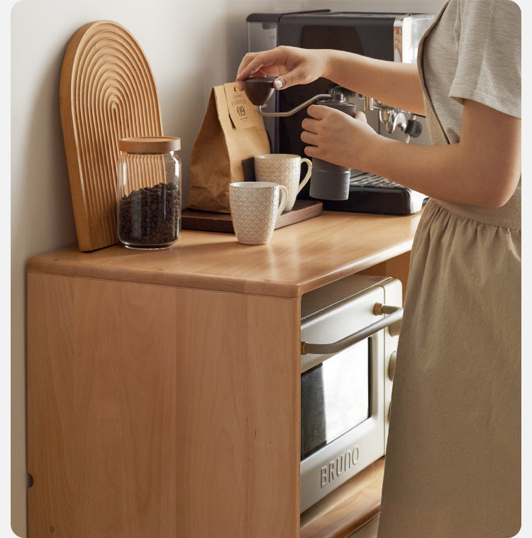 Beech Solid Wood Meal White Storage Cabinet