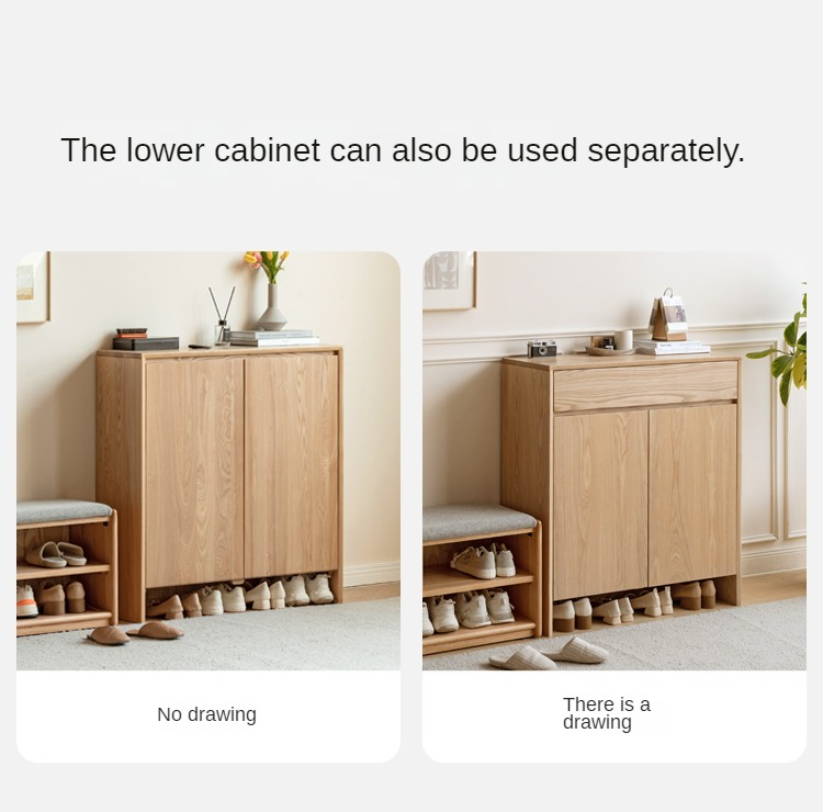 Ash, Oak Solid Wood Shoe Cabinet, Entrance Cabinet Combination Storage