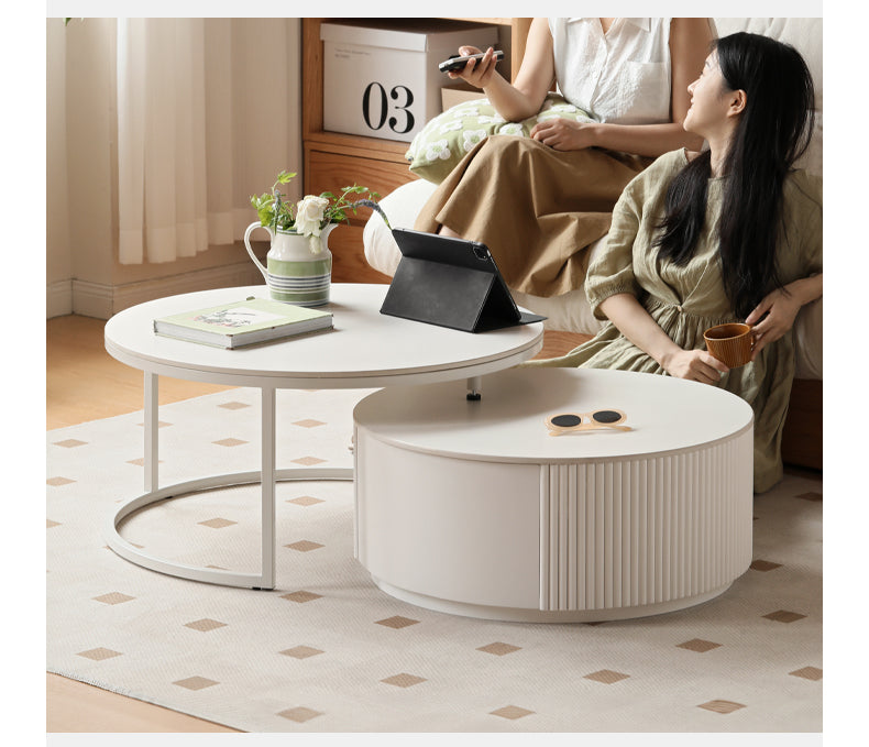 Ash Solid Wood Milk Oil Wind Combination Storage Rock Coffee Table.
