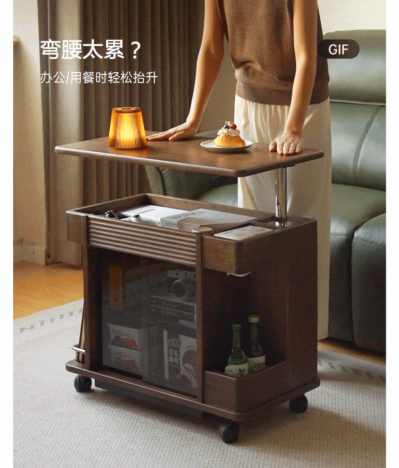 Black Walnut Solid Wood Italian Light Luxury Style Side Table