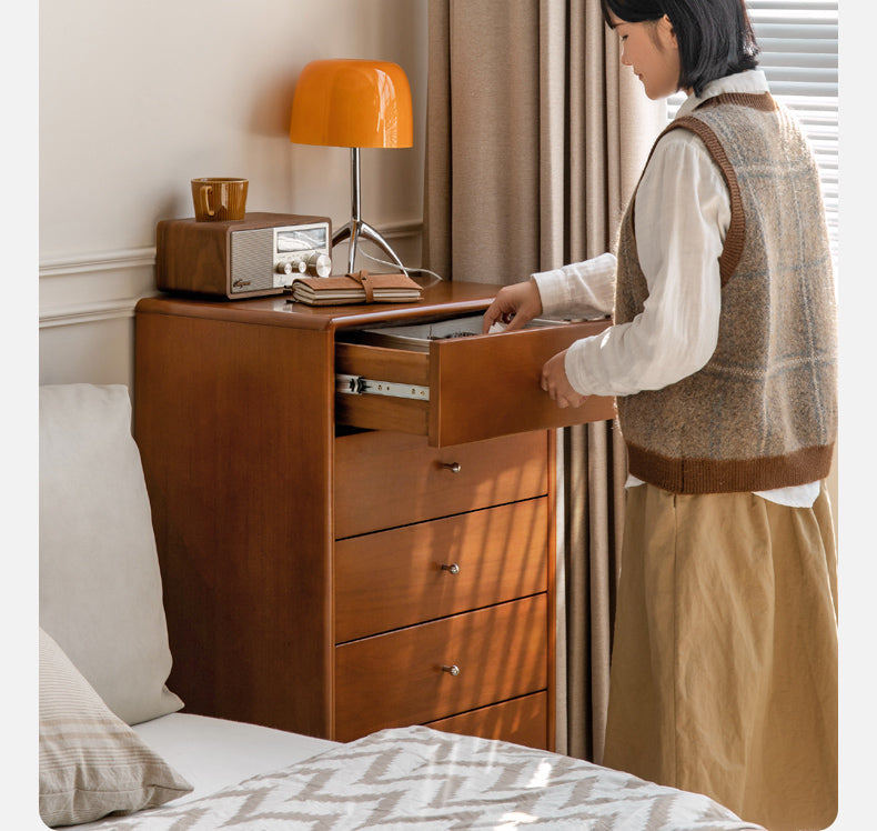 Poplar Solid Wood Retro Chest of Drawers