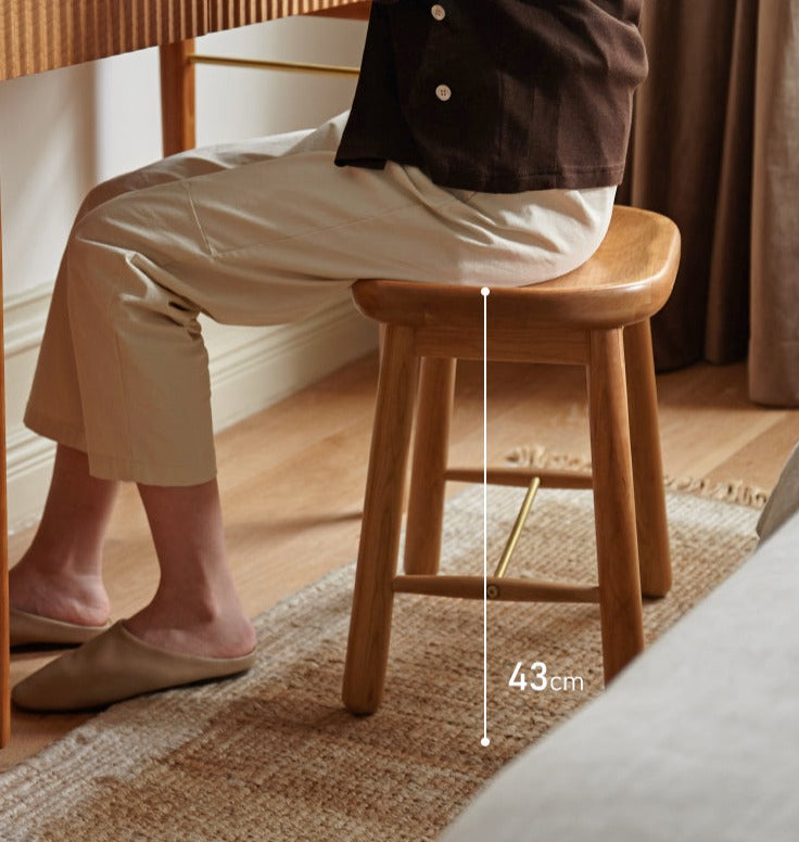 Cherry, Oak Solid Wood Makeup Stool