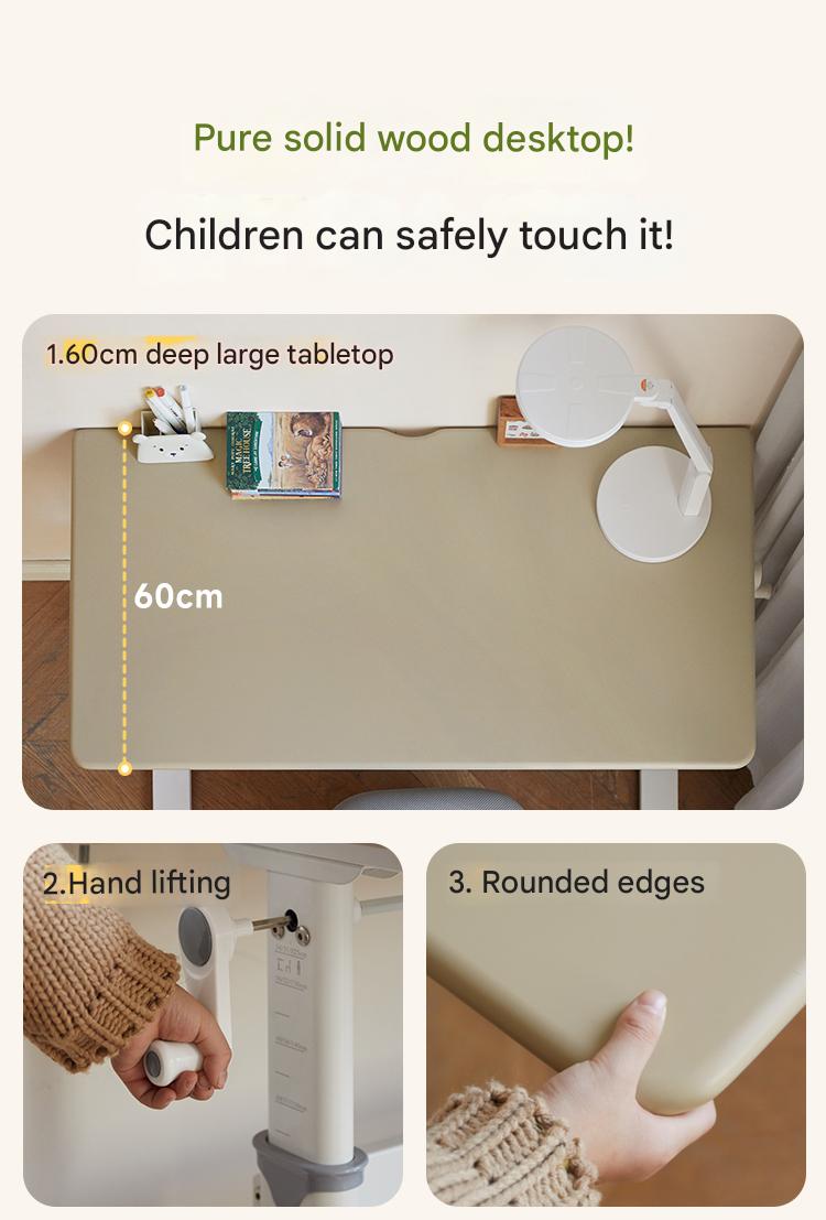 Poplar Solid Wood Study Children's Liftable Desk