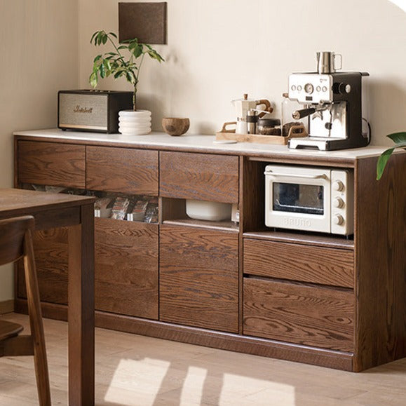 Black Walnut, Ash Solid Wood Rock Plate Storage Cabinet, Sideboard