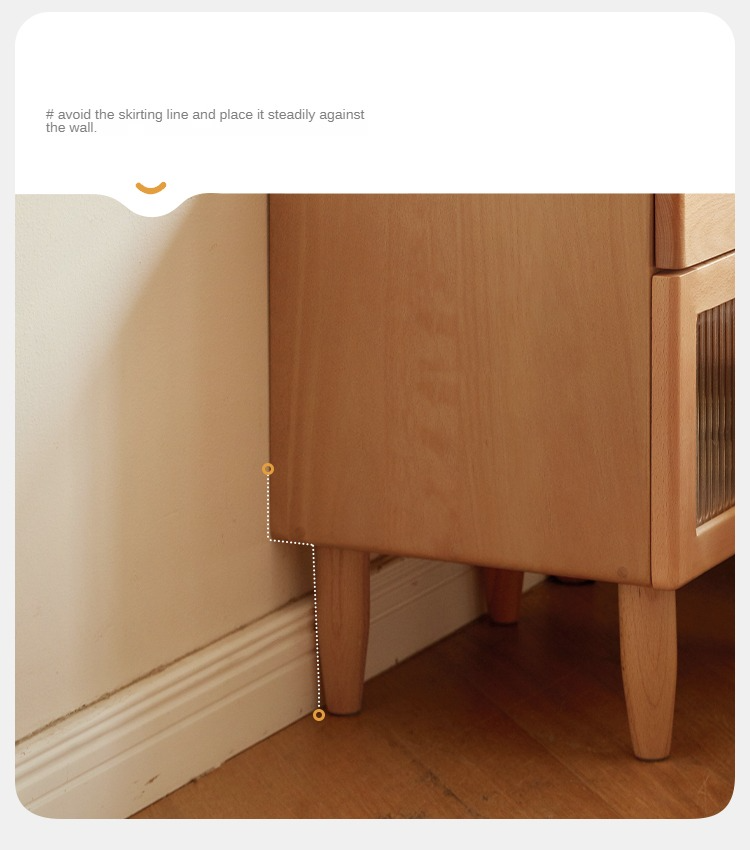 Beech Solid Wood Nightstand With Light