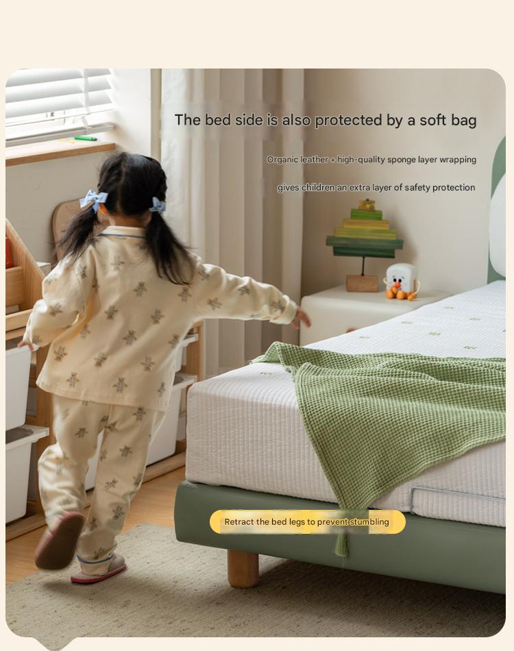 Organic Leather Children's Modern Simple Single Bed