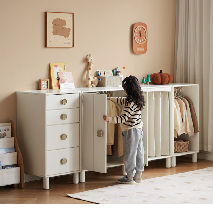 Rubber Solid Wood Children's Wardrobe Combination Storage Cabinet.