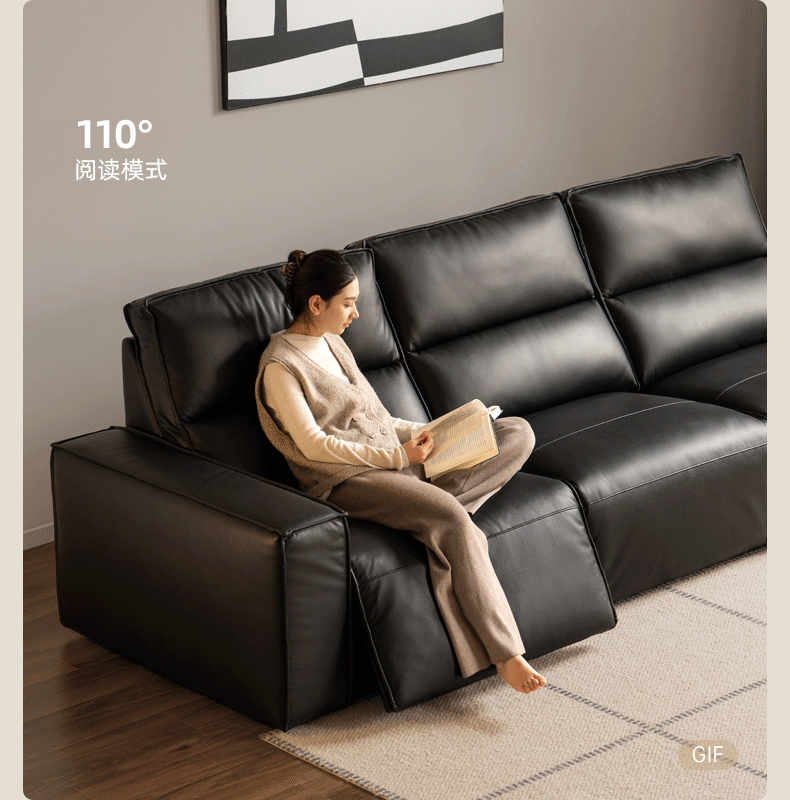 Cowhide Straight Leather Electric Sofa- 4 color