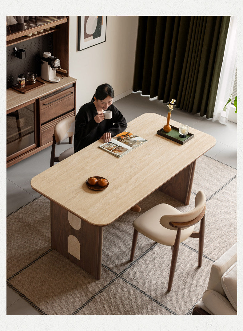 Black Walnut Solid Wood Vintage Style Slab Dining Table