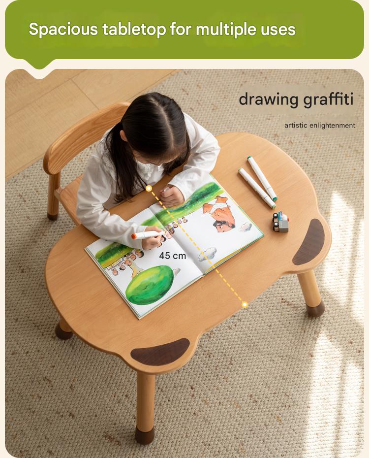 Beech Solid Wood Handmade Children's Table.