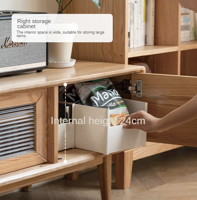 Oak, Ash Solid Wood TV Stand Sliding Door