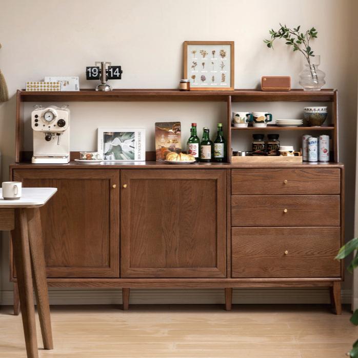 Oak Solid Wood, Solid Rubberwood Modern Dining Sideboard
