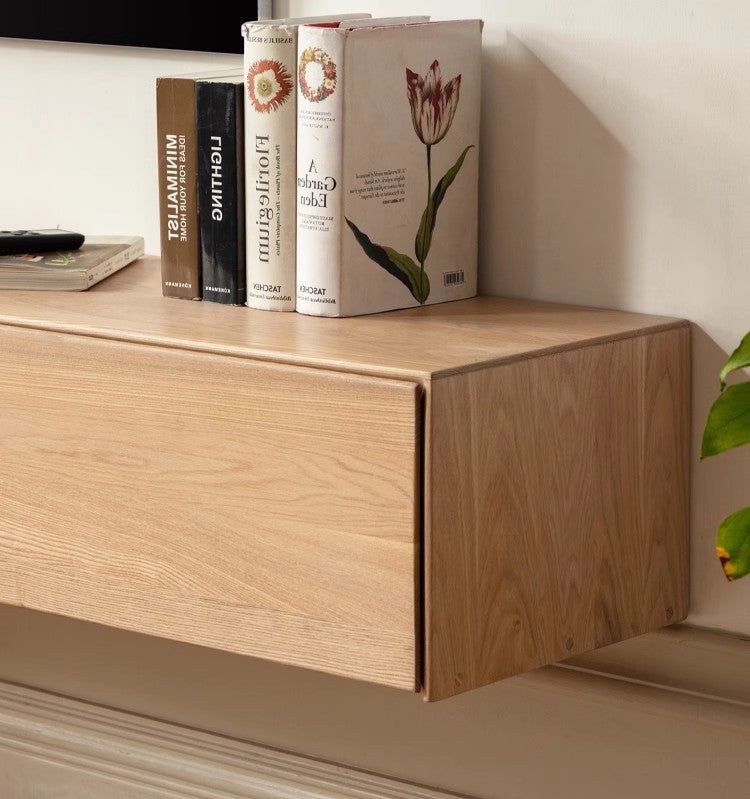 Poplar, Oak Solid Wood TV Cabinet Minimalist Light Suspended-