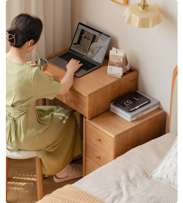 Cherry Solid Wood Dressing Table Cabinet Integrated.